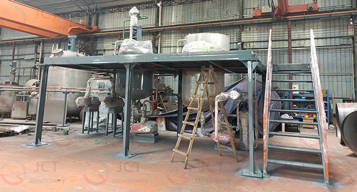 exterior view of the high-explosion-proof PVC pipe glue production line equipment complete PVC pipe glue production line on static display in the factory workshop